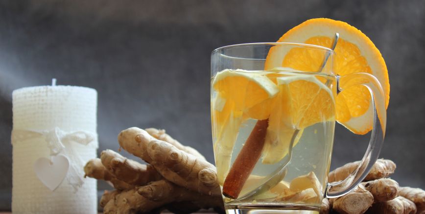 Christmas hot ginger with oranges